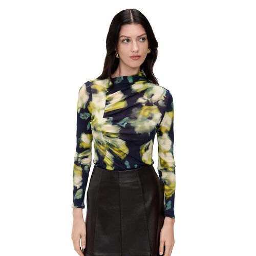 Veronika Maine Citrine Rose Mesh Top